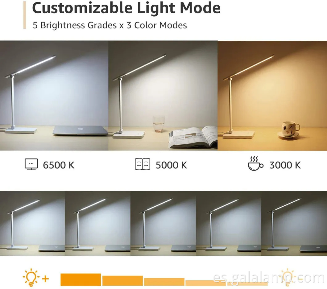 Lámpara de escritorio LED de control táctil con 3 modos de color